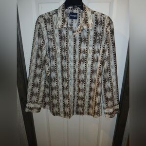 Wrangler Mens Brown White & Teal Pearl Snap Plaid Western Button Down Shirt XL